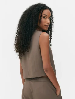 Blazer|Primark Asymmetrische Weste Mit Knopfleiste Mokkafarben