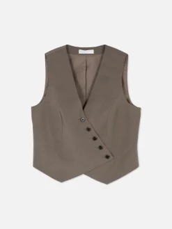 Blazer|Primark Asymmetrische Weste Mit Knopfleiste Mokkafarben