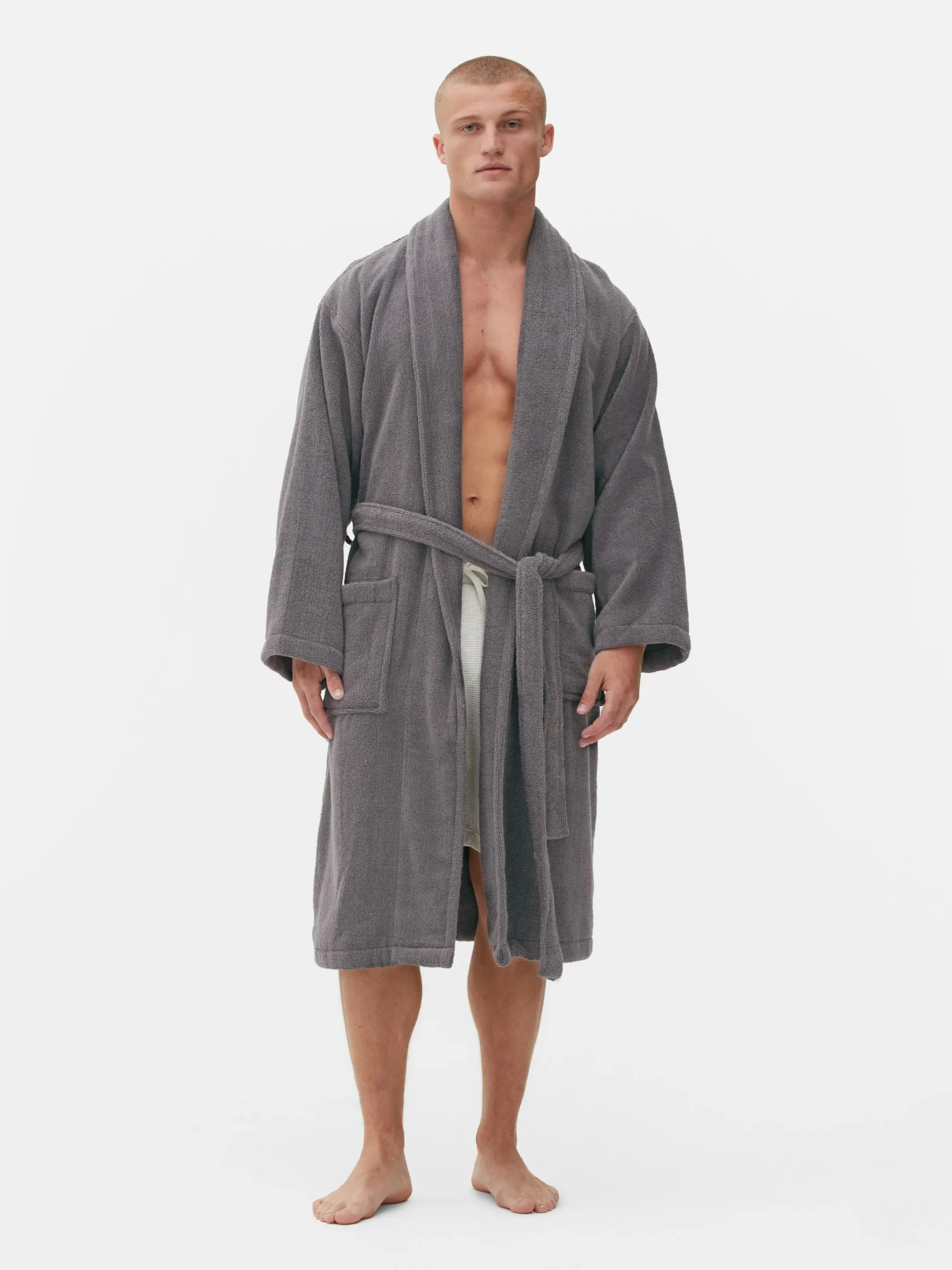 Bademäntel|Primark Bademantel Aus Baumwollfrottee Anthrazitfarben