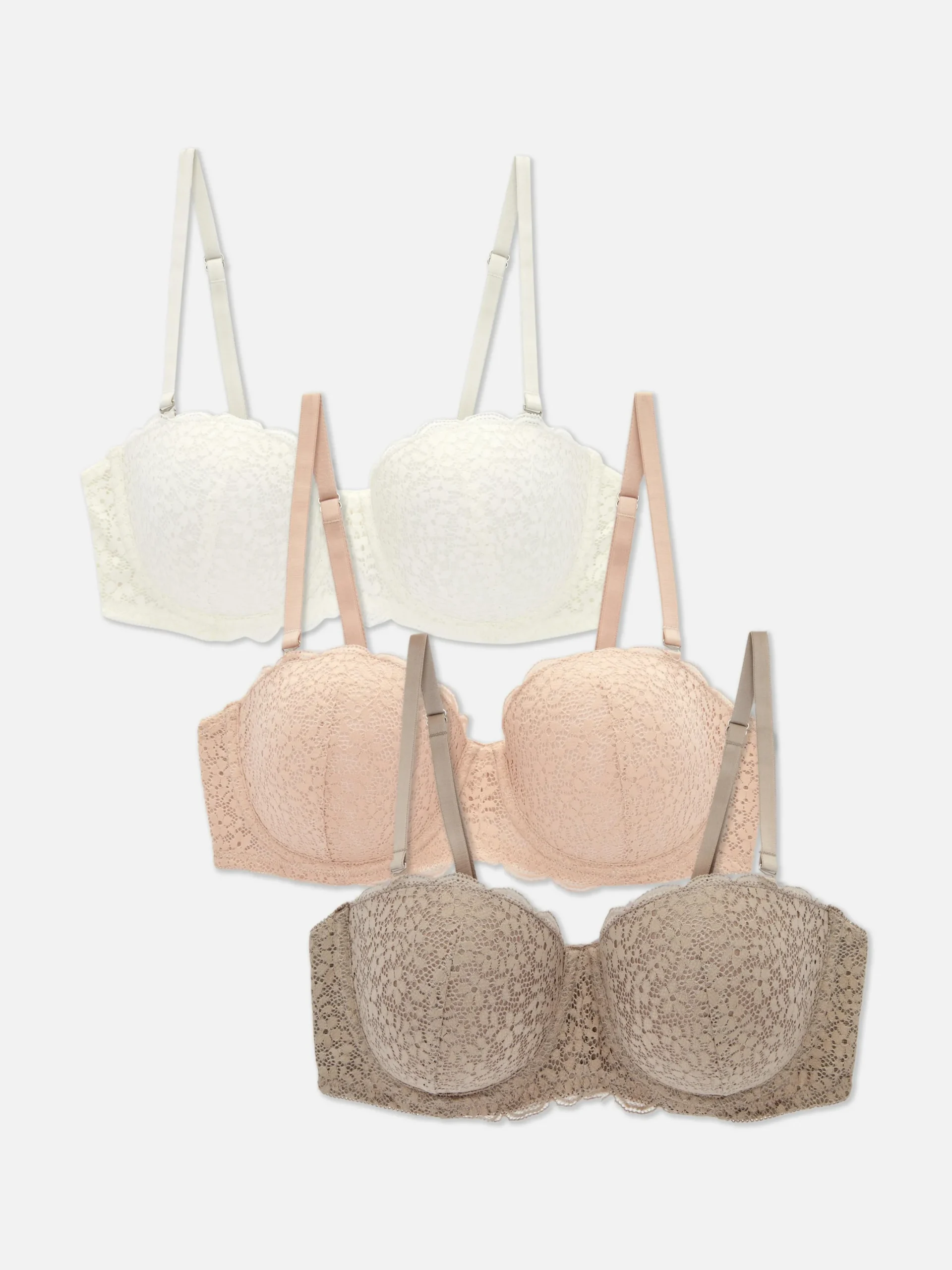 Bhs|Primark Balconette-BHs Aus Spitze, 3er-Pack Zinngrau