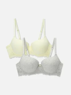 Bhs|Primark Balconette-BHs Mit Spitze, 2er-Pack Grau meliert