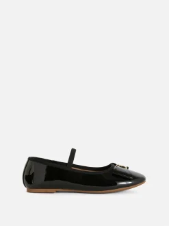 Flache Schuhe|Primark Ballerinas Mit Schleife In Lackoptik Schwarz