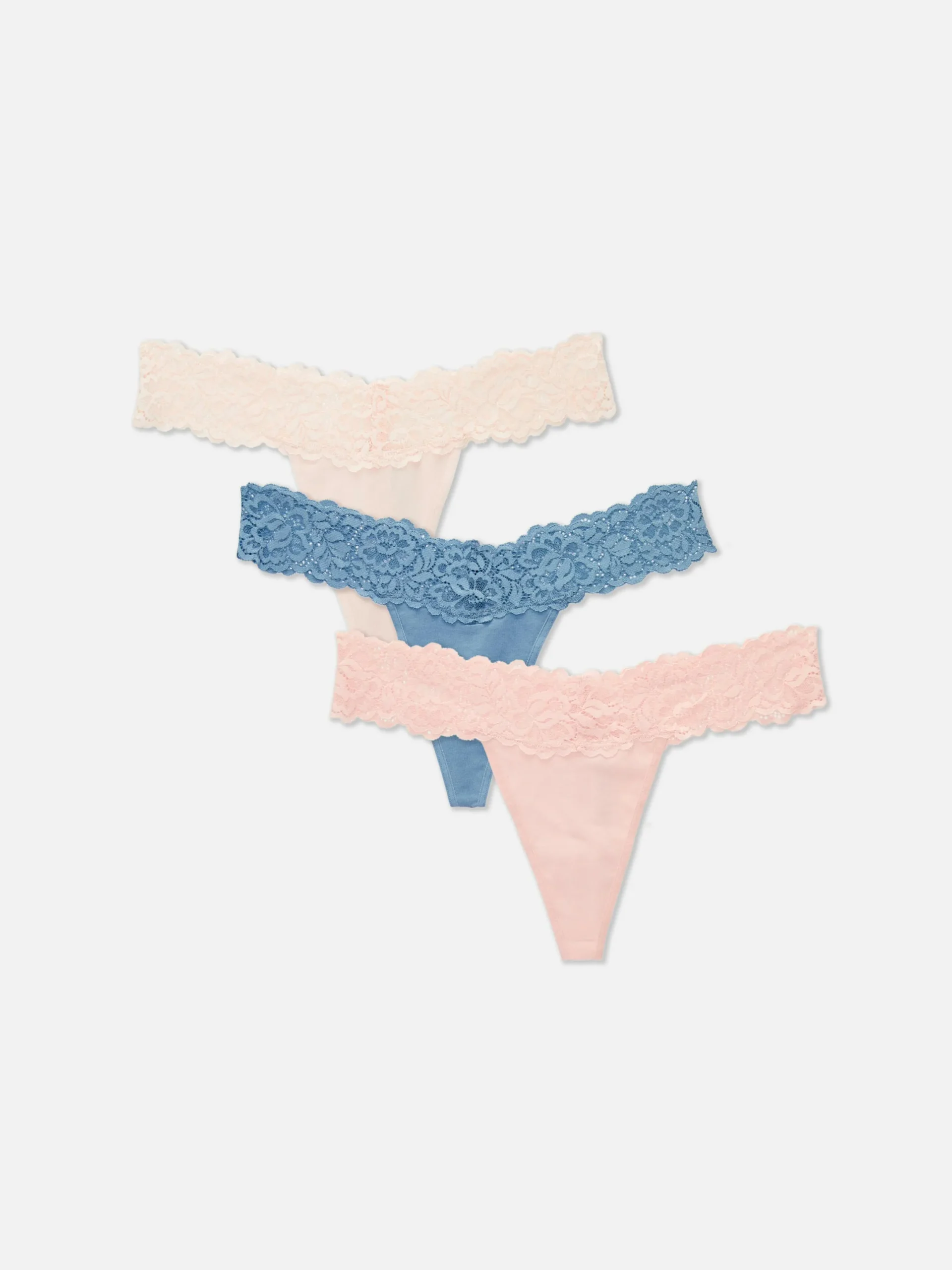Slips|Primark Bandeau-Tangas Aus Spitze, 3er-Pack Rosa