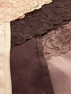 Slips|Primark Bandeau-Tangas Aus Spitze, 3er-Pack Mokkafarben