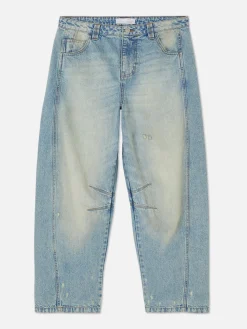 Denim|Jeans|Primark Barrel-Jeans Im Used-Look Hellblau