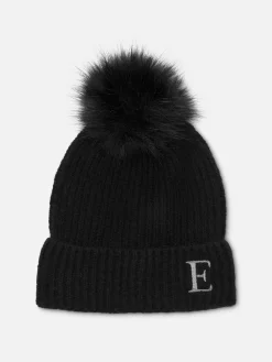 Mützen, Handschuhe Und Schals|Primark Beanie Mit Bommel Und Gestickter Initiale Schwarz