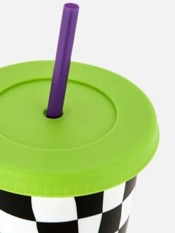 Halloween-Deko Und Süßigkeiten|Beetlejuice|Primark „Beetlejuice“ Becher Mit Trinkhalm Schwarz
