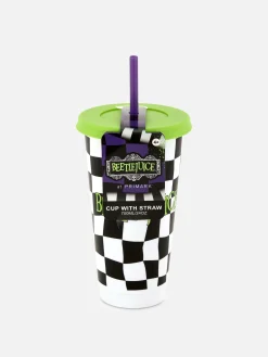 Halloween-Deko Und Süßigkeiten|Beetlejuice|Primark „Beetlejuice“ Becher Mit Trinkhalm Schwarz