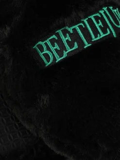 Beetlejuice|Halloween-Accessoires|Primark „Beetlejuice“ Flauschige Hausschuhe Schwarz/Weiß