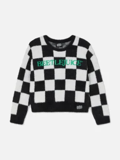 Beetlejuice|Halloween Alle|Primark „Beetlejuice“ Pullover Mit Karomuster Schwarz/Weiß