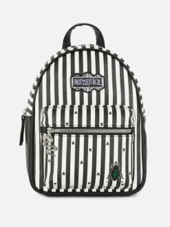 Beetlejuice|Halloween-Accessoires|Primark „Beetlejuice“ Rucksack Mit Logo Schwarz/Weiß
