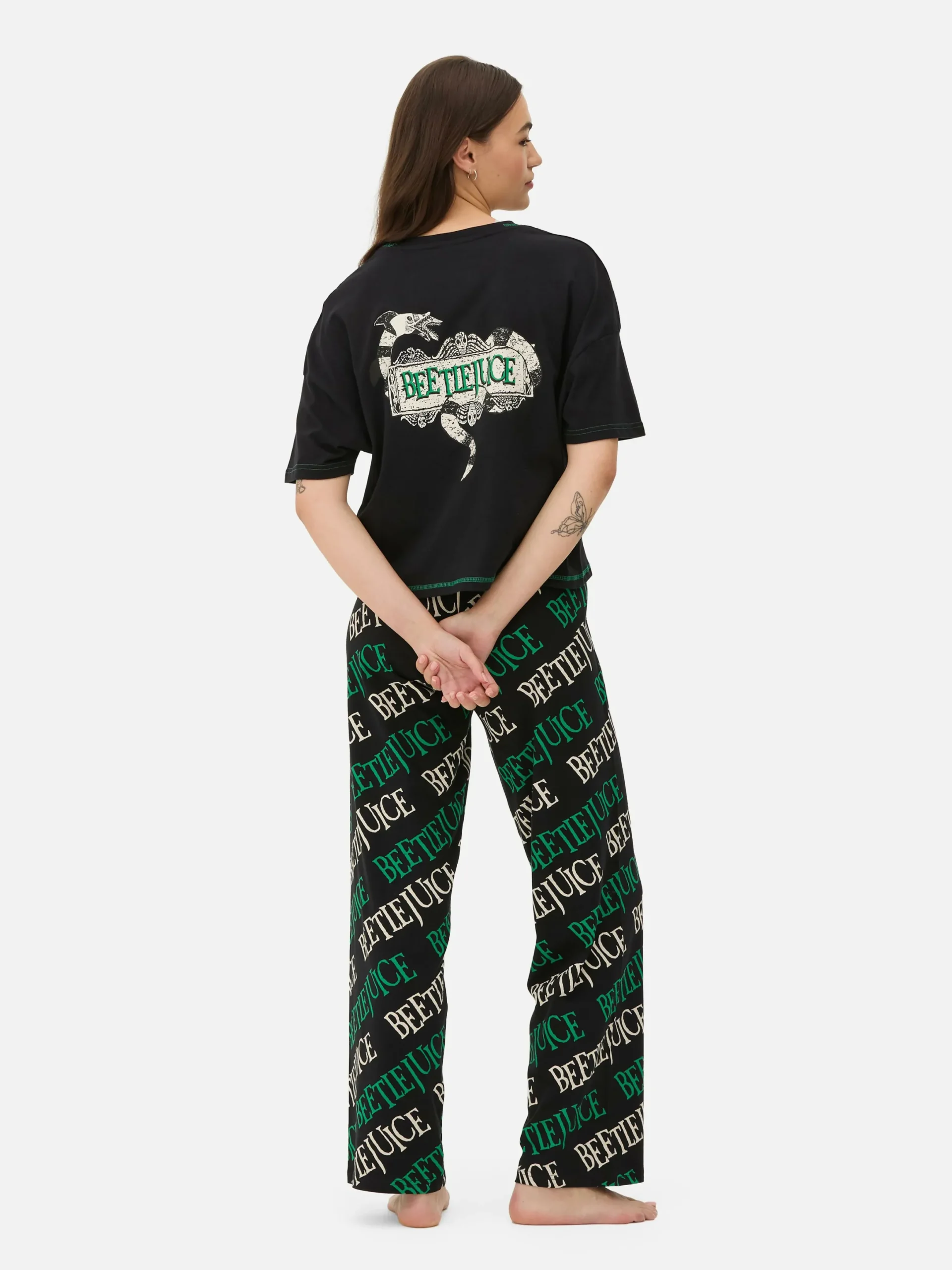 Beetlejuice|Halloween Alle|Primark „Beetlejuice“ Schlafanzug Mit Logo Schwarz