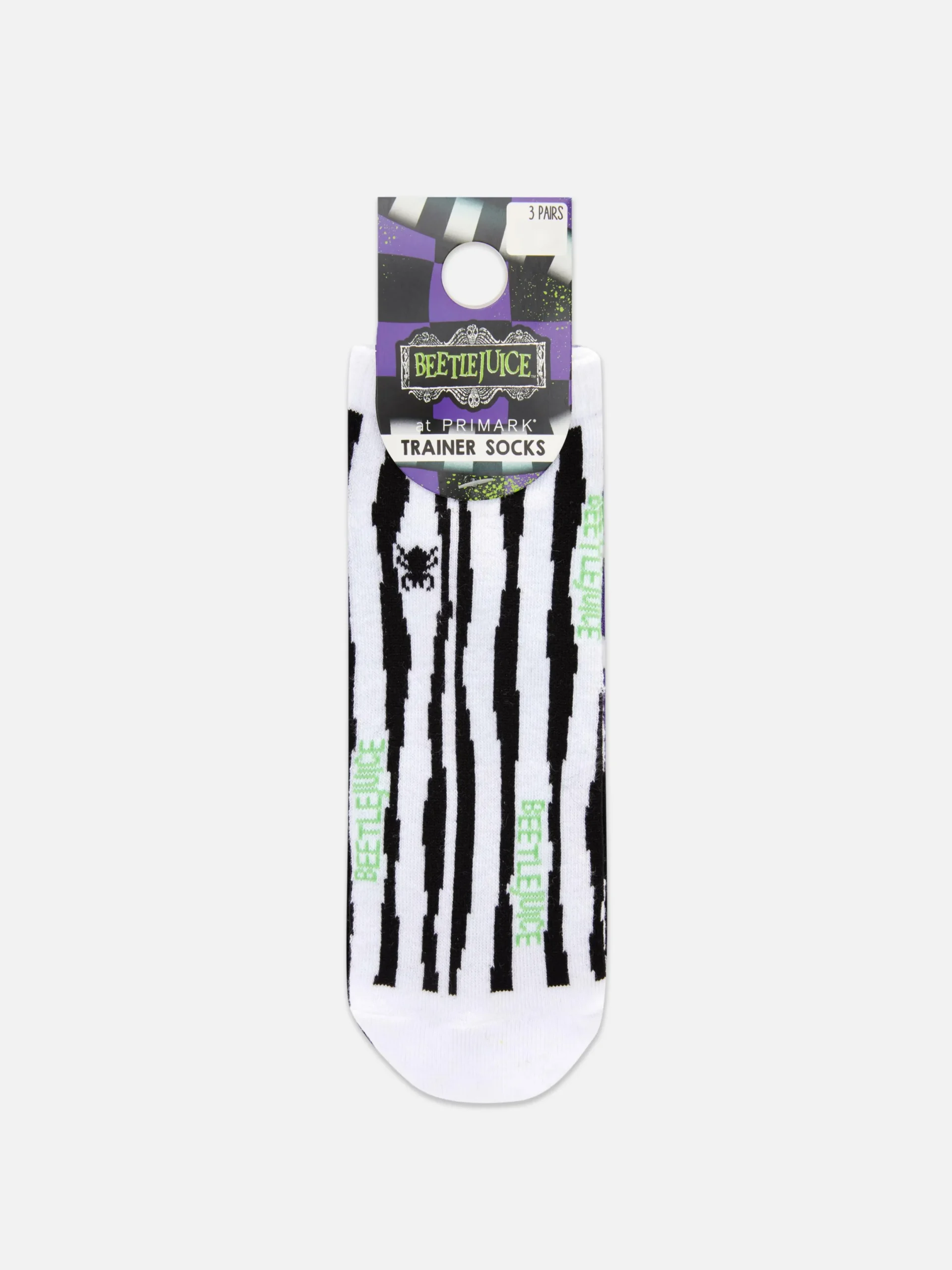 Beetlejuice|Halloween Alle|Primark „Beetlejuice“ Sneakersocken, 3er-Pack Violett