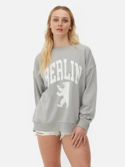 Hoodies Und Sweatshirts|Primark „Berlin“ Sweatshirt Im Oversized-Look Grau