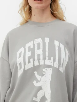 Hoodies Und Sweatshirts|Primark „Berlin“ Sweatshirt Im Oversized-Look Grau