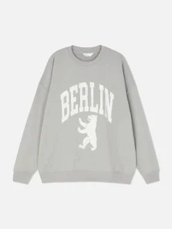 Hoodies Und Sweatshirts|Primark „Berlin“ Sweatshirt Im Oversized-Look Grau