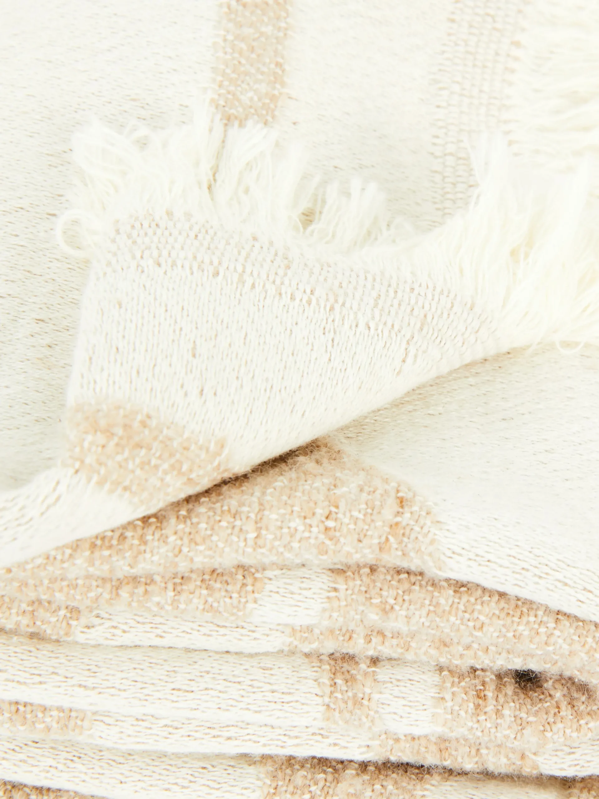 Decken Und Überwurfe|Primark Überwurf Mit Abstraktem Blätter-Print Und Fransen Naturfarben