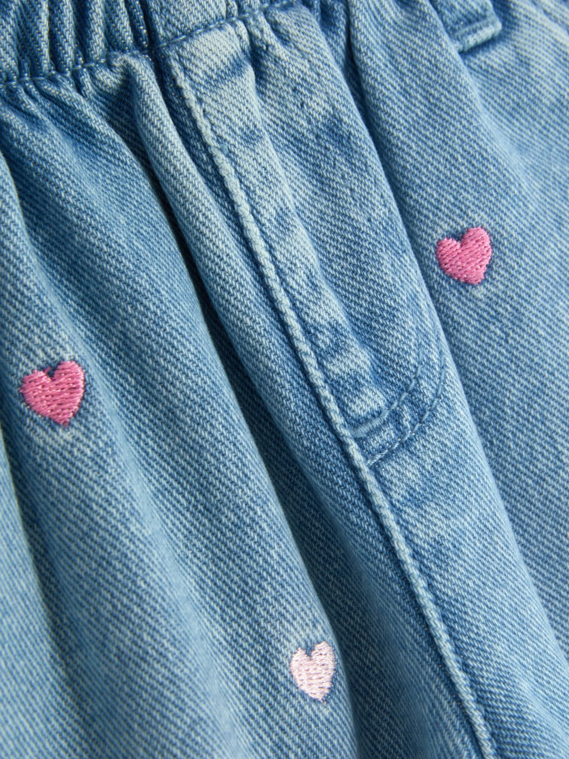 Hosen Und Leggings|Primark Bestickte Denim-Jeans Mit Herzmotiv Mittelblau