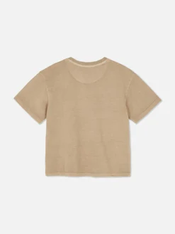 Tops Und T-Shirts|Primark Besticktes, Kurzärmeliges T-Shirt (Teeny Boys) Steinfarben