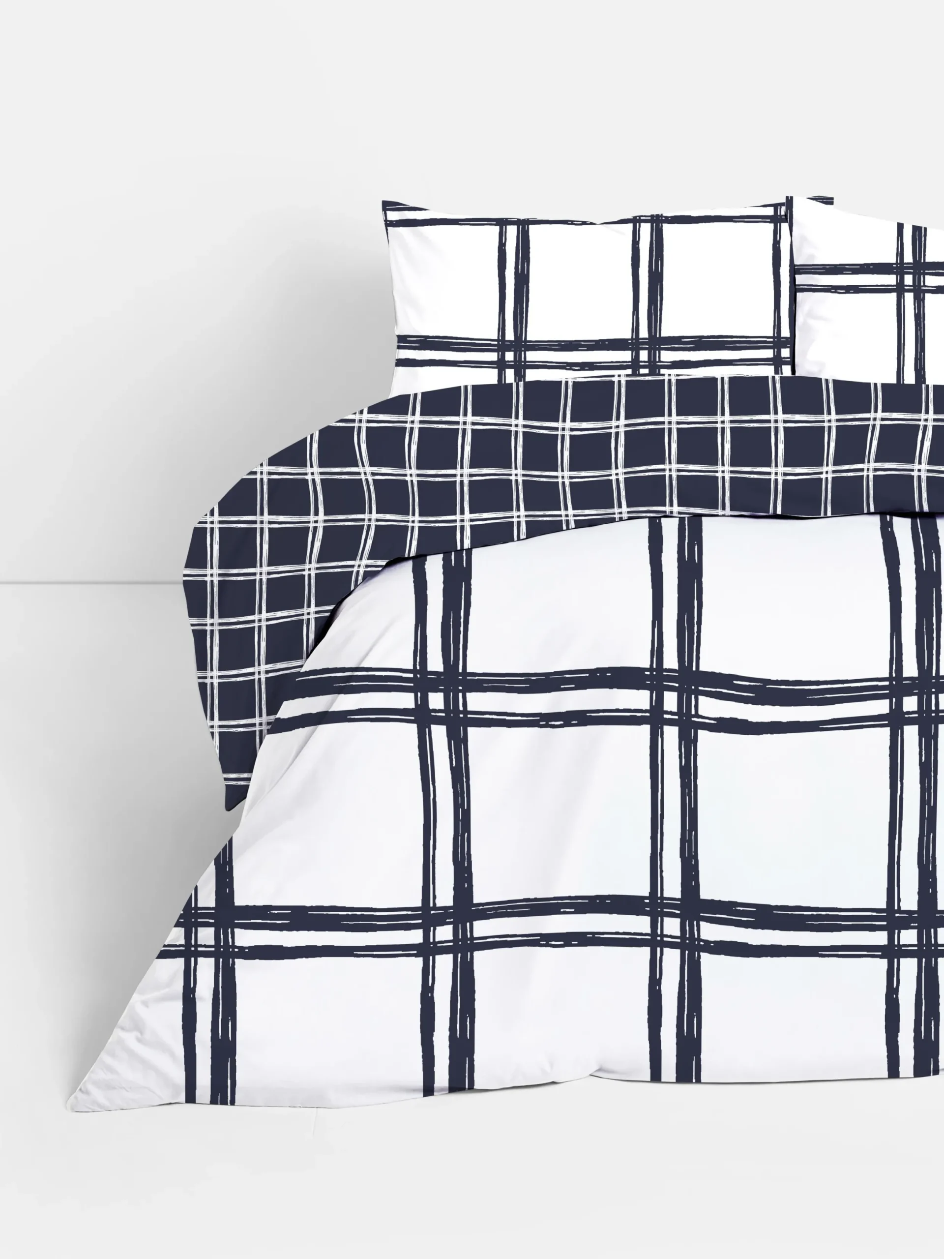 Bettwäsche Und Sets|Primark Bettwäsche Mit Fensterkaromuster, Kingsize Marineblau
