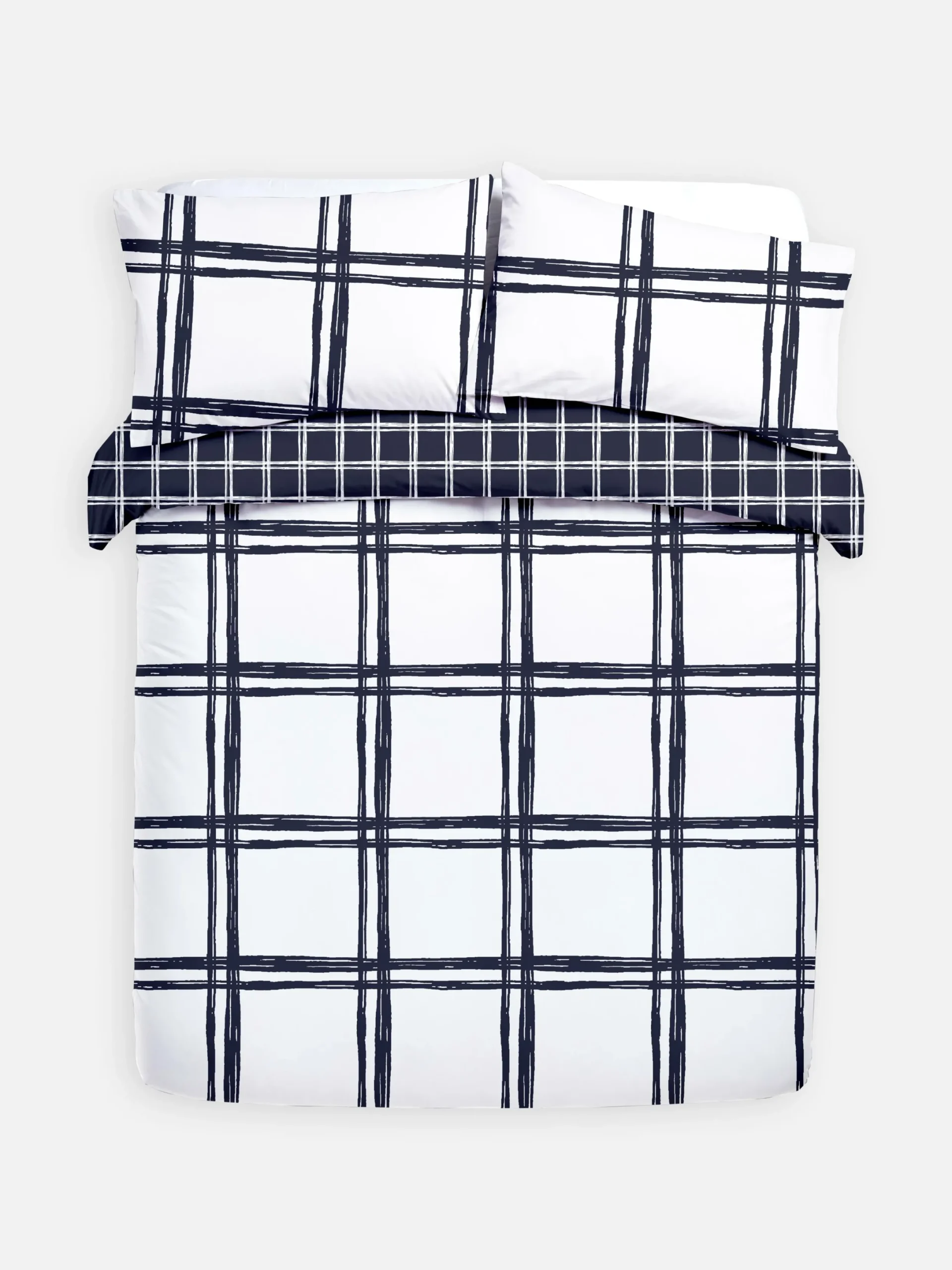Bettwäsche Und Sets|Primark Bettwäsche Mit Fensterkaromuster, Kingsize Marineblau
