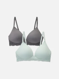 Bhs|Primark Bügellose Lounge-BHs Mit Spitzenbesatz, 2er-Pack Anthrazitfarben