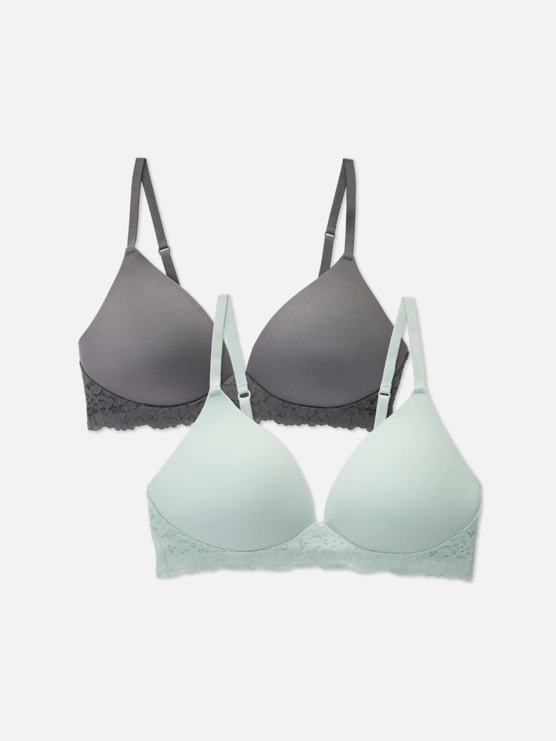 Bhs|Primark Bügellose Lounge-BHs Mit Spitzenbesatz, 2er-Pack Anthrazitfarben