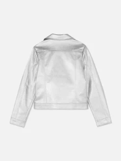 Jacken Und Mäntel|Primark Bikerjacke In Metallic-Optik Silber