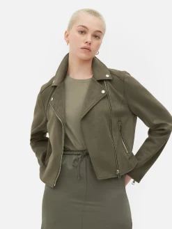 Jacken Und Mäntel|Primark Bikerjacke In Wildleder-Optik Khakifarben