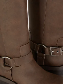 Stiefel|Primark Bikerstiefel Mit Eckiger Zehenpartie Schokoladenbraun