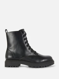 Stiefel|Primark Bikerstiefel Zum Schnüren Schwarz