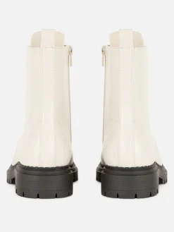 Stiefel|Primark Bikerstiefel Zum Schnüren Ecrufarben