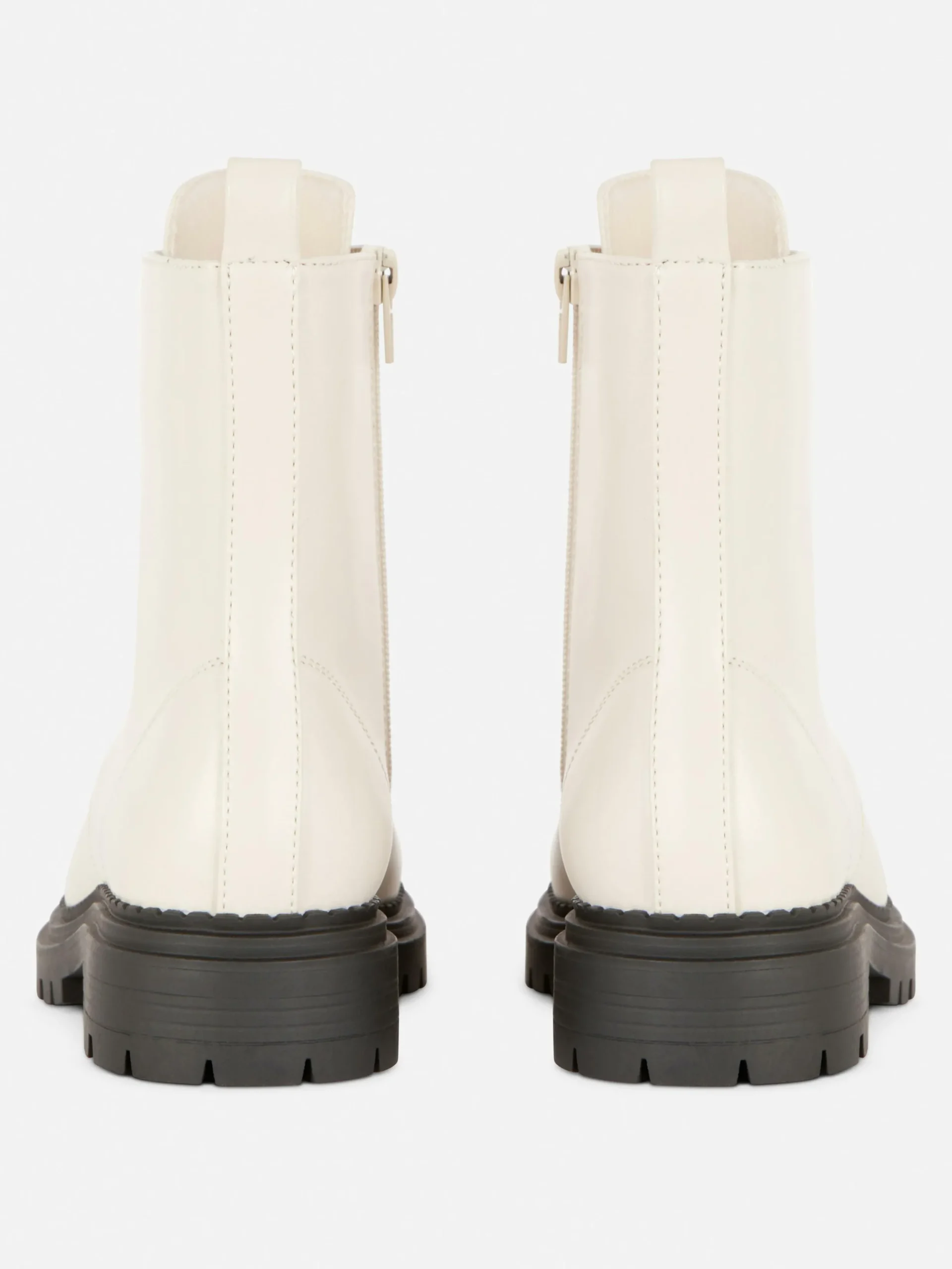 Stiefel|Primark Bikerstiefel Zum Schnüren Ecrufarben