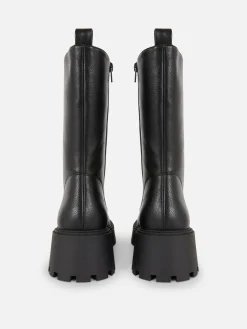 Stiefel|Primark Bikerstiefel Zum Schnüren Mit Dicker Sohle Schwarz