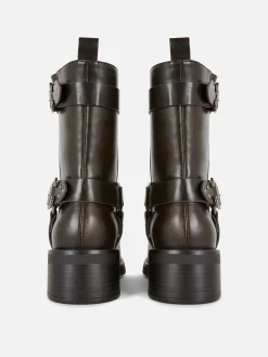 Stiefel|Primark Bikerstiefeletten Aus Kunstleder Braun