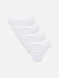 Slips|Primark Bikini-Slips, 4er-Pack Weiß