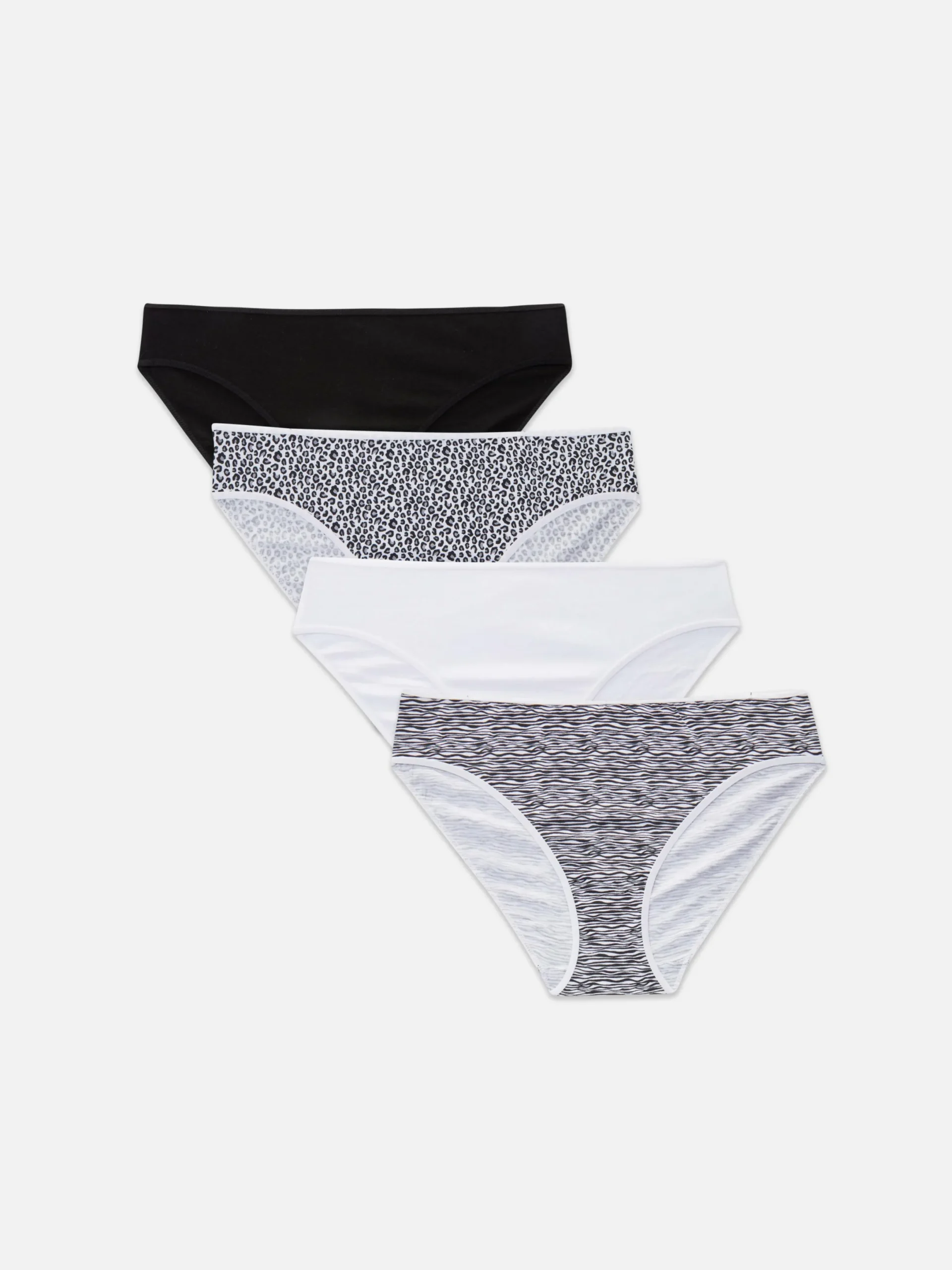 Slips|Primark Bikinislips Für Den Alltag, 4er-Pack Schwarz/Weiß