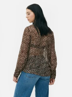 Blusen|Primark Bluse Mit Halsschleife Und Knopfleiste Braun