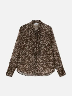 Blusen|Primark Bluse Mit Halsschleife Und Knopfleiste Braun