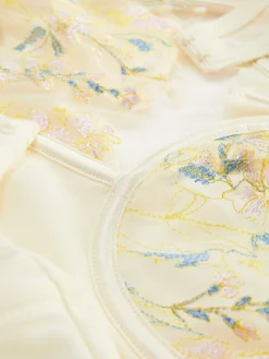 Dessous-Sets|Primark Bodysuit Aus Netzstoff Mit Blumenstickerei Elfenbeinfarben