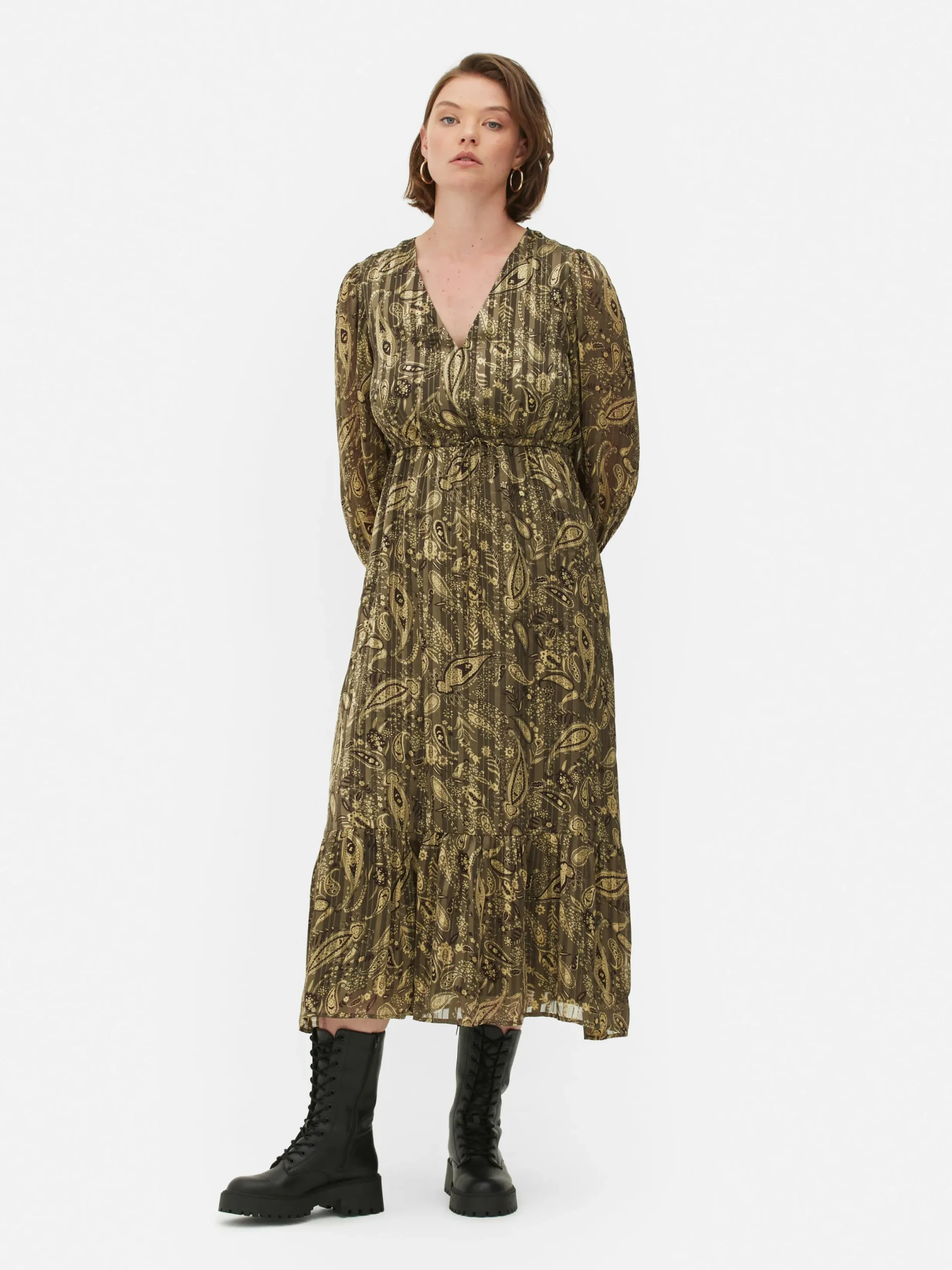 Kleider|Primark Boho-Midaxikleid Mit V-Ausschnitt Khakifarben
