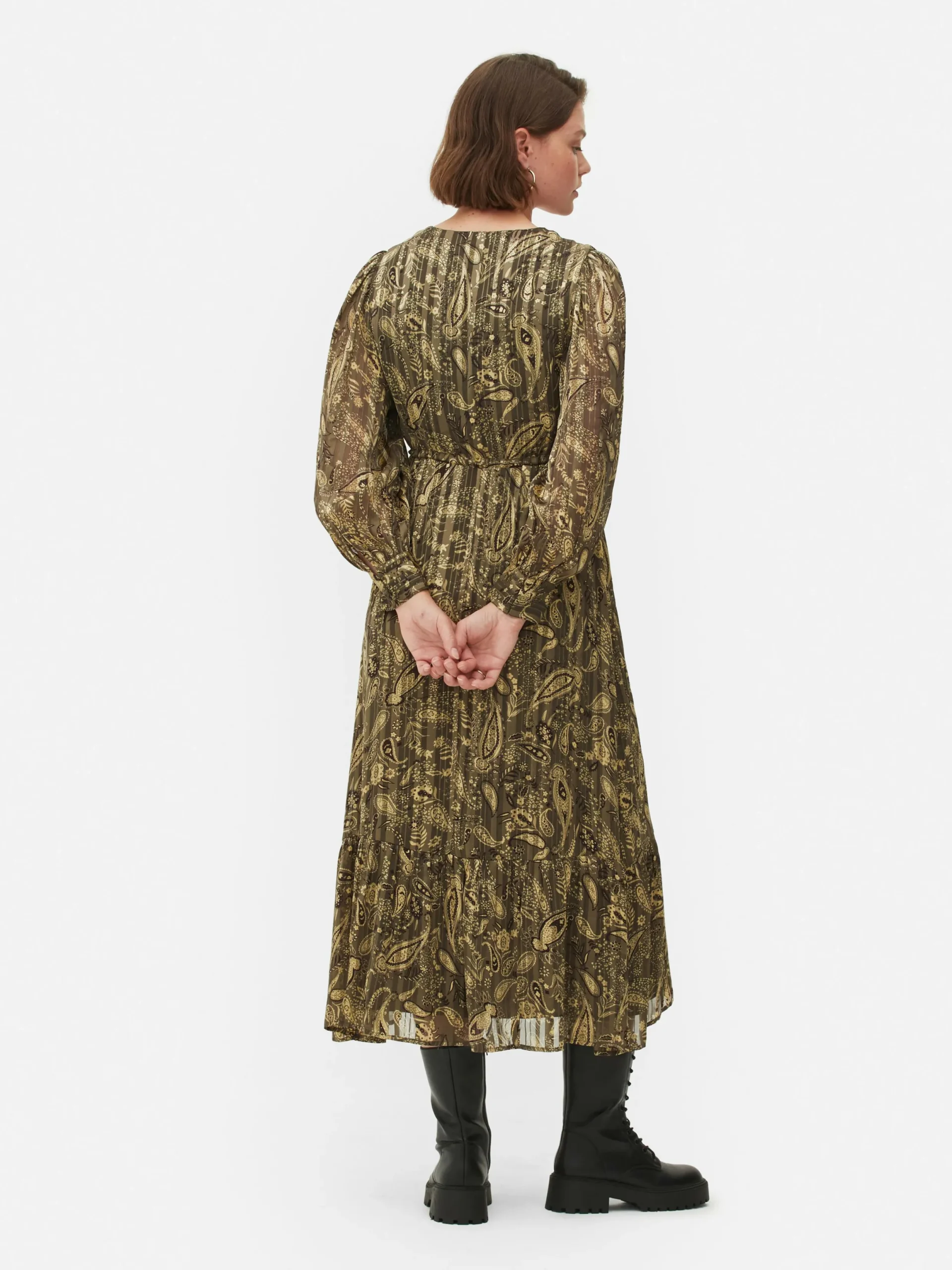 Kleider|Primark Boho-Midaxikleid Mit V-Ausschnitt Khakifarben