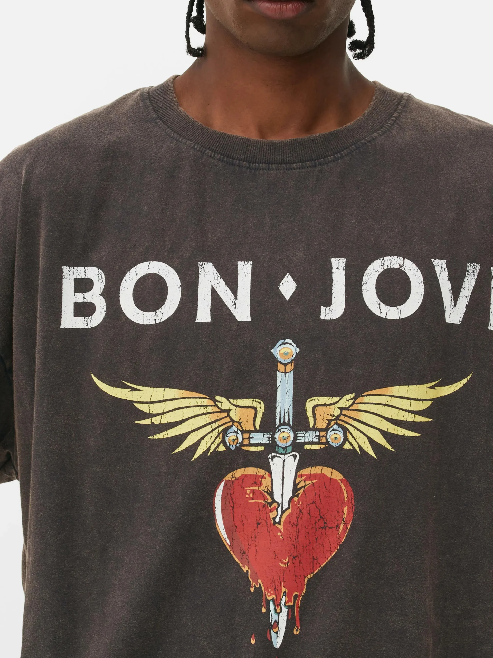 Grafik-T-Shirts Und -Sweatshirts|Tops Und T-Shirts|Primark „Bon Jovi“ T-Shirt Im Oversized-Look Anthrazitfarben