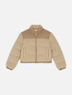Jacken Und Mäntel|Primark Borg-Pufferjacke Mit Einsätzen Beige