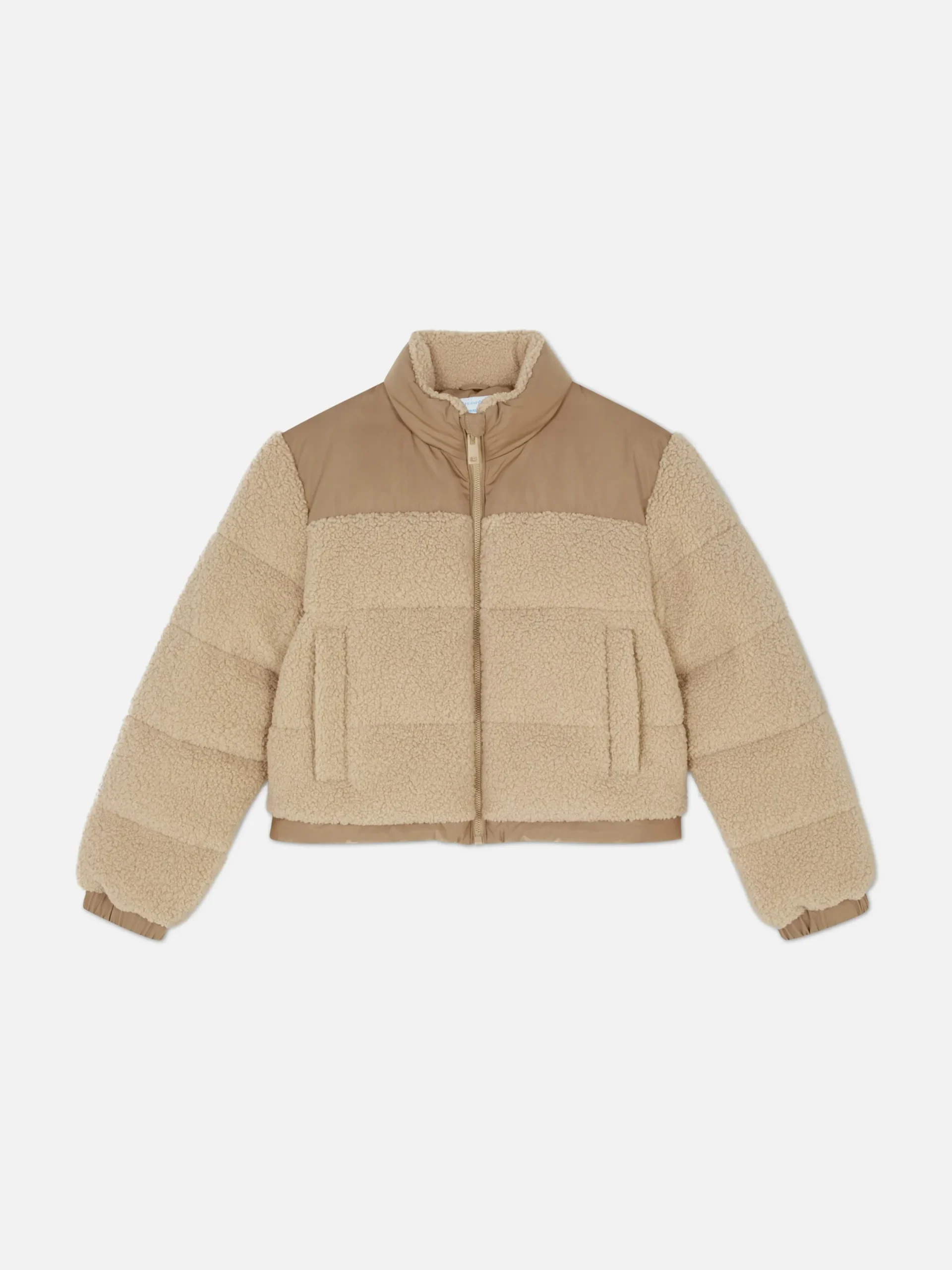 Jacken Und Mäntel|Primark Borg-Pufferjacke Mit Einsätzen Beige