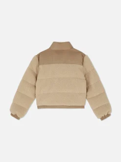 Jacken Und Mäntel|Primark Borg-Pufferjacke Mit Einsätzen Beige
