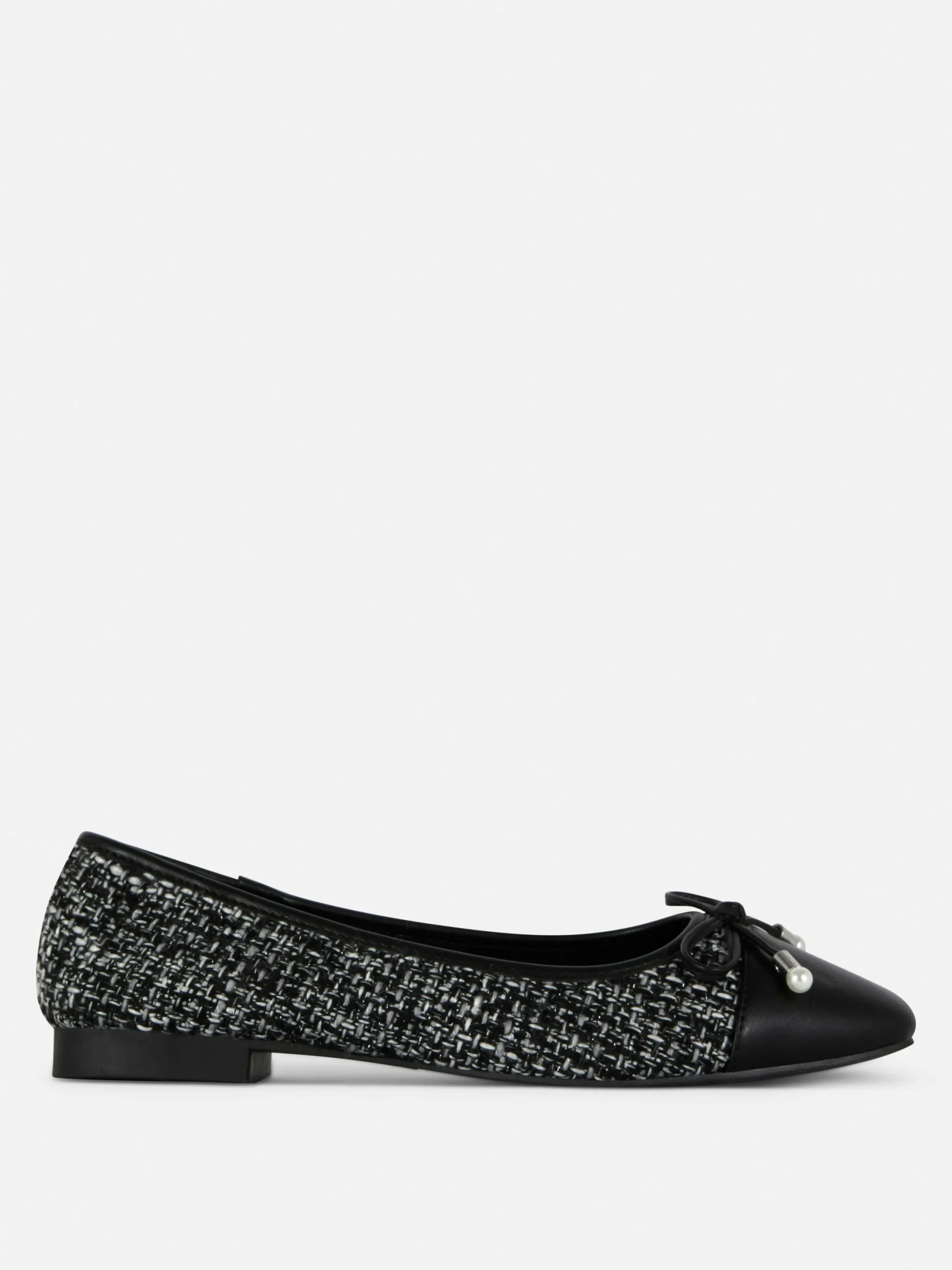Flache Schuhe|Primark Bouclé-Ballerinas Mit Kontrastierender Zehenkappe Schwarz