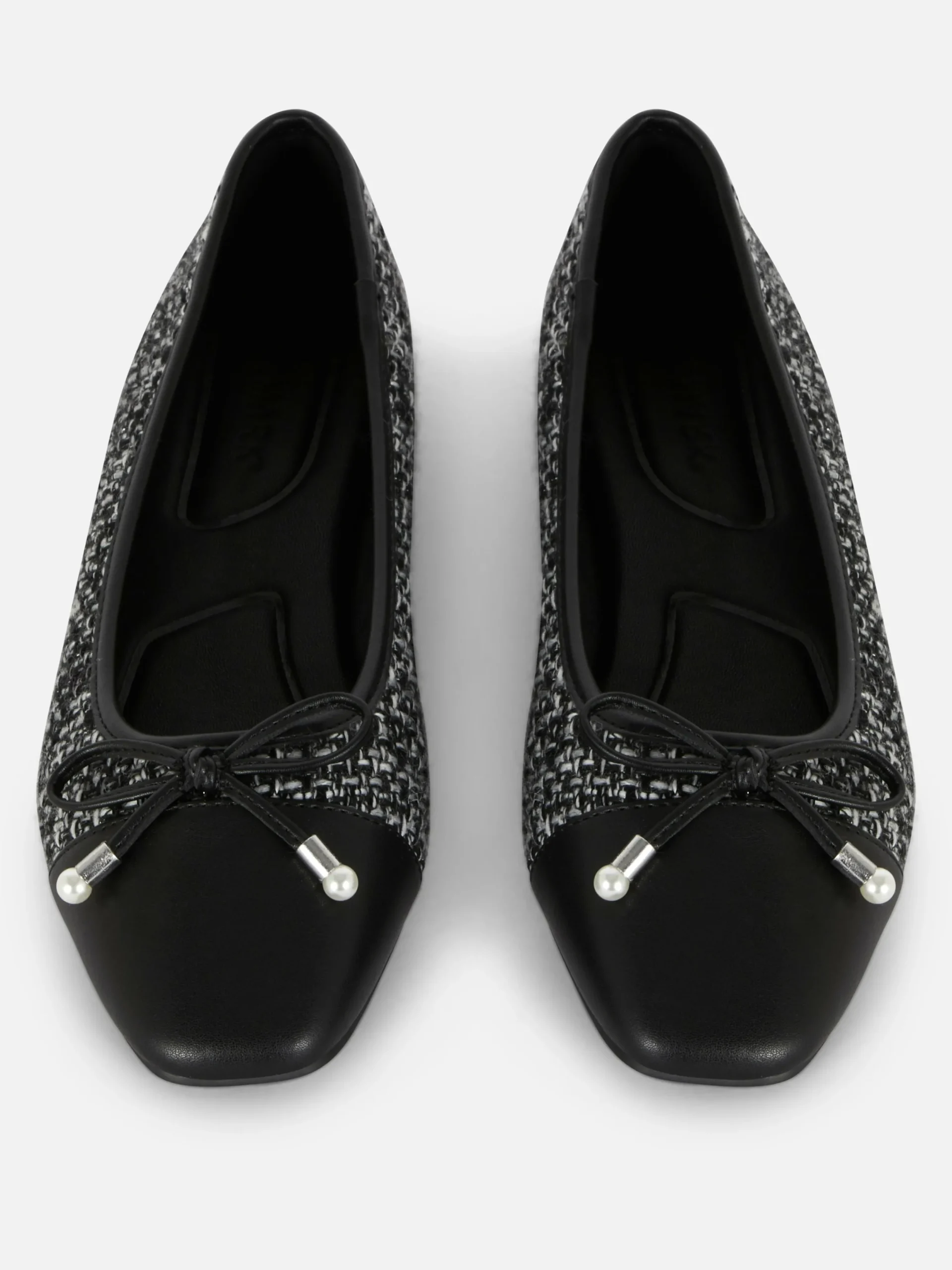 Flache Schuhe|Primark Bouclé-Ballerinas Mit Kontrastierender Zehenkappe Schwarz