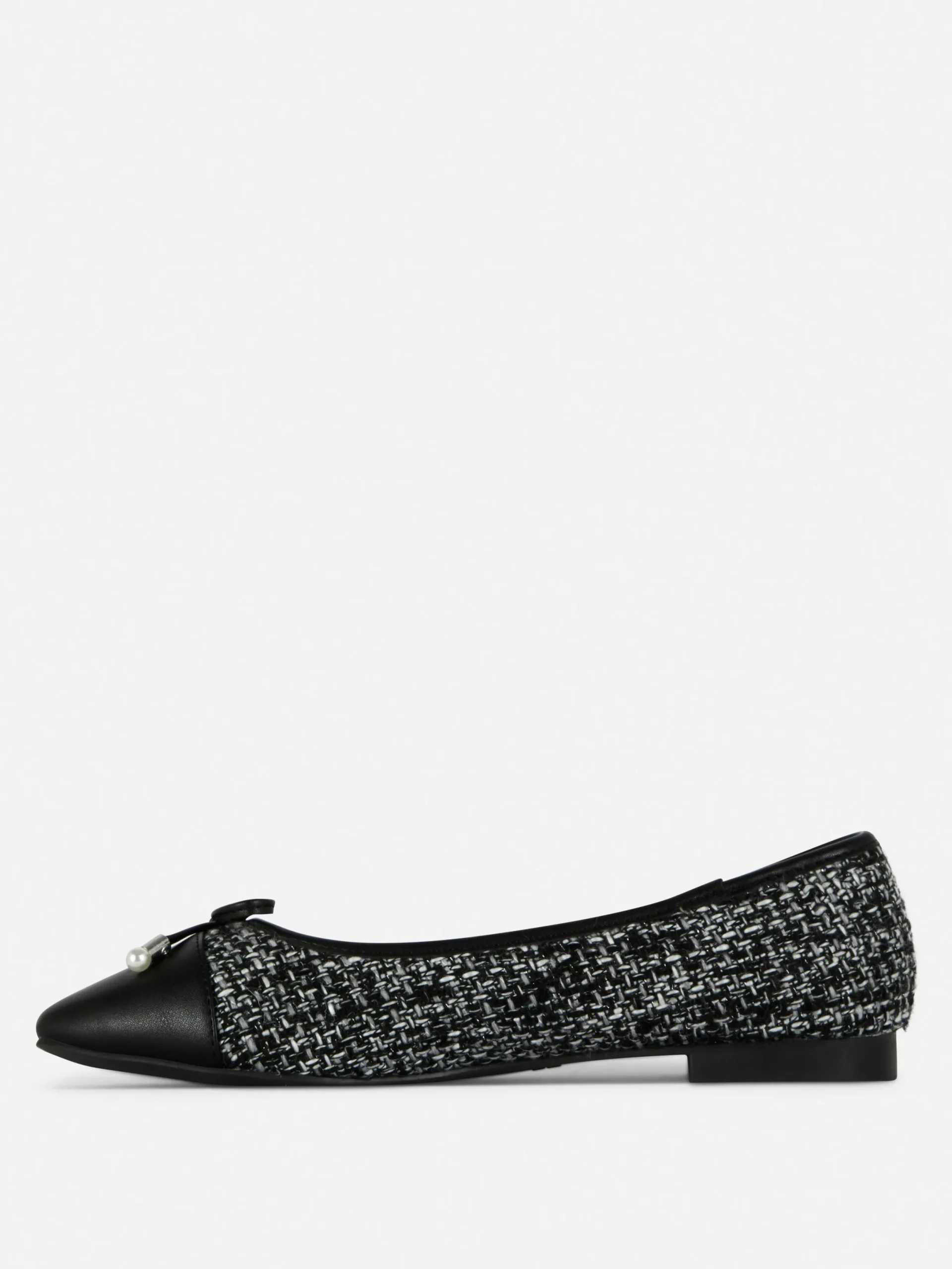 Flache Schuhe|Primark Bouclé-Ballerinas Mit Kontrastierender Zehenkappe Schwarz