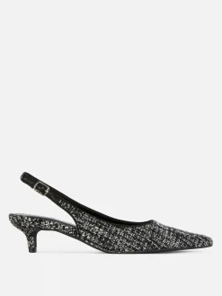 Heels|Primark Bouclé-Slingback-Pumps Mit Kitten-Heels Schwarz